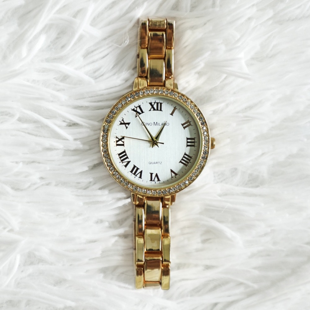 Gino Milano Gold Rhinestone Crystal Watch